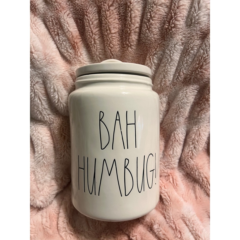 Rae Dunn Canister Kitchen Storage Cream Bah Humbug Christmas Holiday Cookie Jar